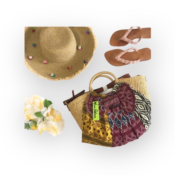 new San Diego Hat ✶ Wide Brim Pom Pom Straw Sun Hat ✶ Raffia ✶ Summer Beach Fun - Picture 8 of 16
